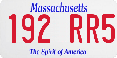 MA license plate 192RR5