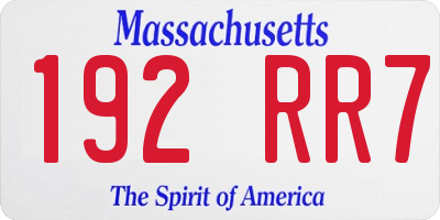 MA license plate 192RR7