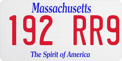 MA license plate 192RR9