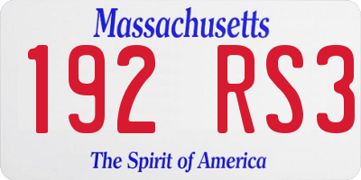 MA license plate 192RS3