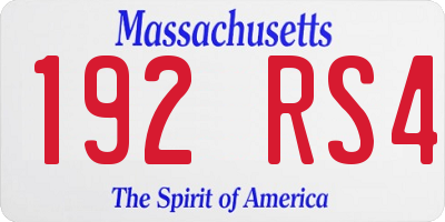 MA license plate 192RS4