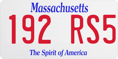 MA license plate 192RS5