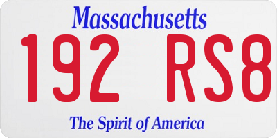 MA license plate 192RS8