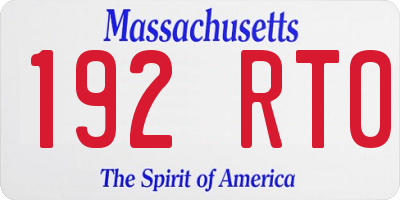 MA license plate 192RT0