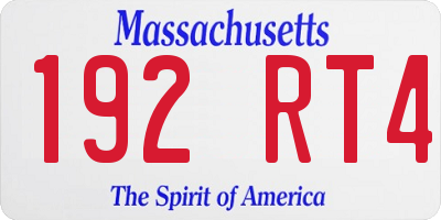 MA license plate 192RT4