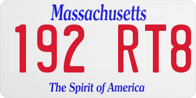 MA license plate 192RT8