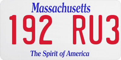 MA license plate 192RU3
