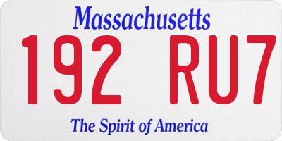 MA license plate 192RU7