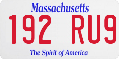 MA license plate 192RU9