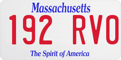 MA license plate 192RV0