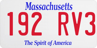 MA license plate 192RV3