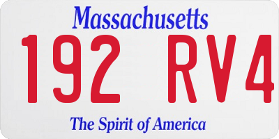 MA license plate 192RV4