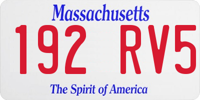 MA license plate 192RV5