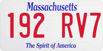 MA license plate 192RV7
