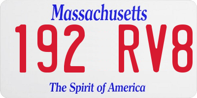 MA license plate 192RV8
