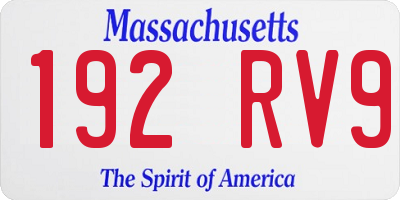 MA license plate 192RV9