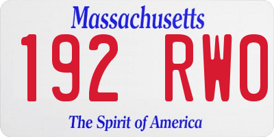 MA license plate 192RW0
