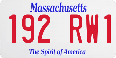 MA license plate 192RW1