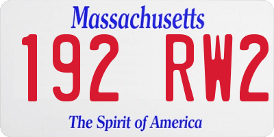 MA license plate 192RW2