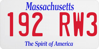 MA license plate 192RW3