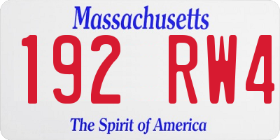 MA license plate 192RW4
