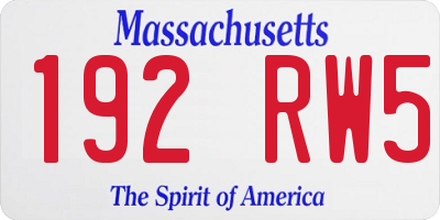 MA license plate 192RW5