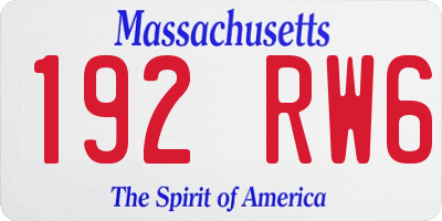 MA license plate 192RW6