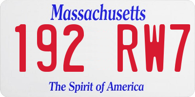 MA license plate 192RW7