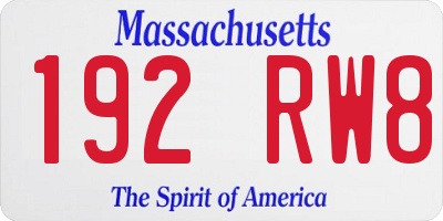 MA license plate 192RW8
