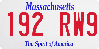 MA license plate 192RW9