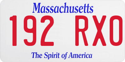 MA license plate 192RX0