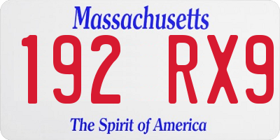 MA license plate 192RX9