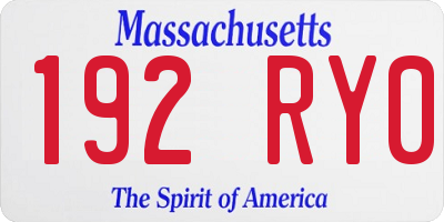 MA license plate 192RY0