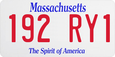 MA license plate 192RY1