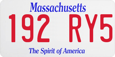 MA license plate 192RY5