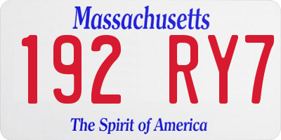 MA license plate 192RY7