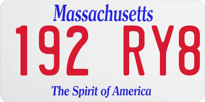 MA license plate 192RY8