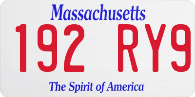 MA license plate 192RY9