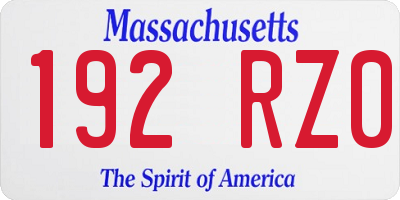 MA license plate 192RZ0