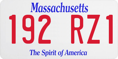 MA license plate 192RZ1