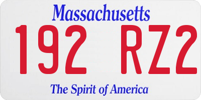 MA license plate 192RZ2