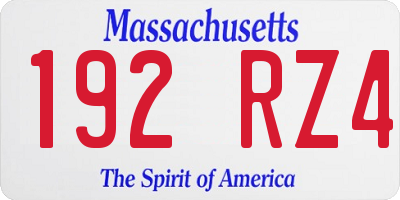 MA license plate 192RZ4