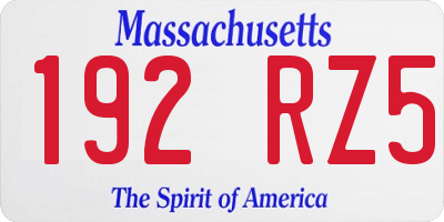 MA license plate 192RZ5