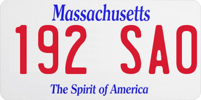 MA license plate 192SA0