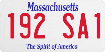 MA license plate 192SA1