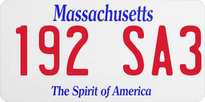 MA license plate 192SA3