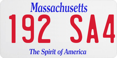 MA license plate 192SA4