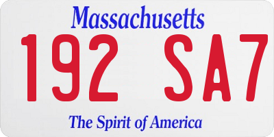 MA license plate 192SA7