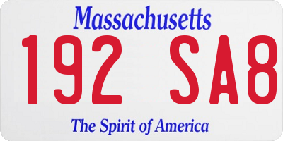MA license plate 192SA8