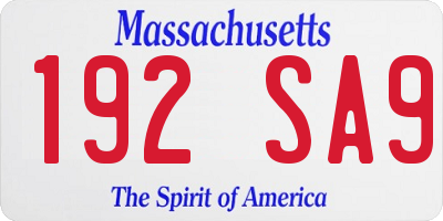 MA license plate 192SA9